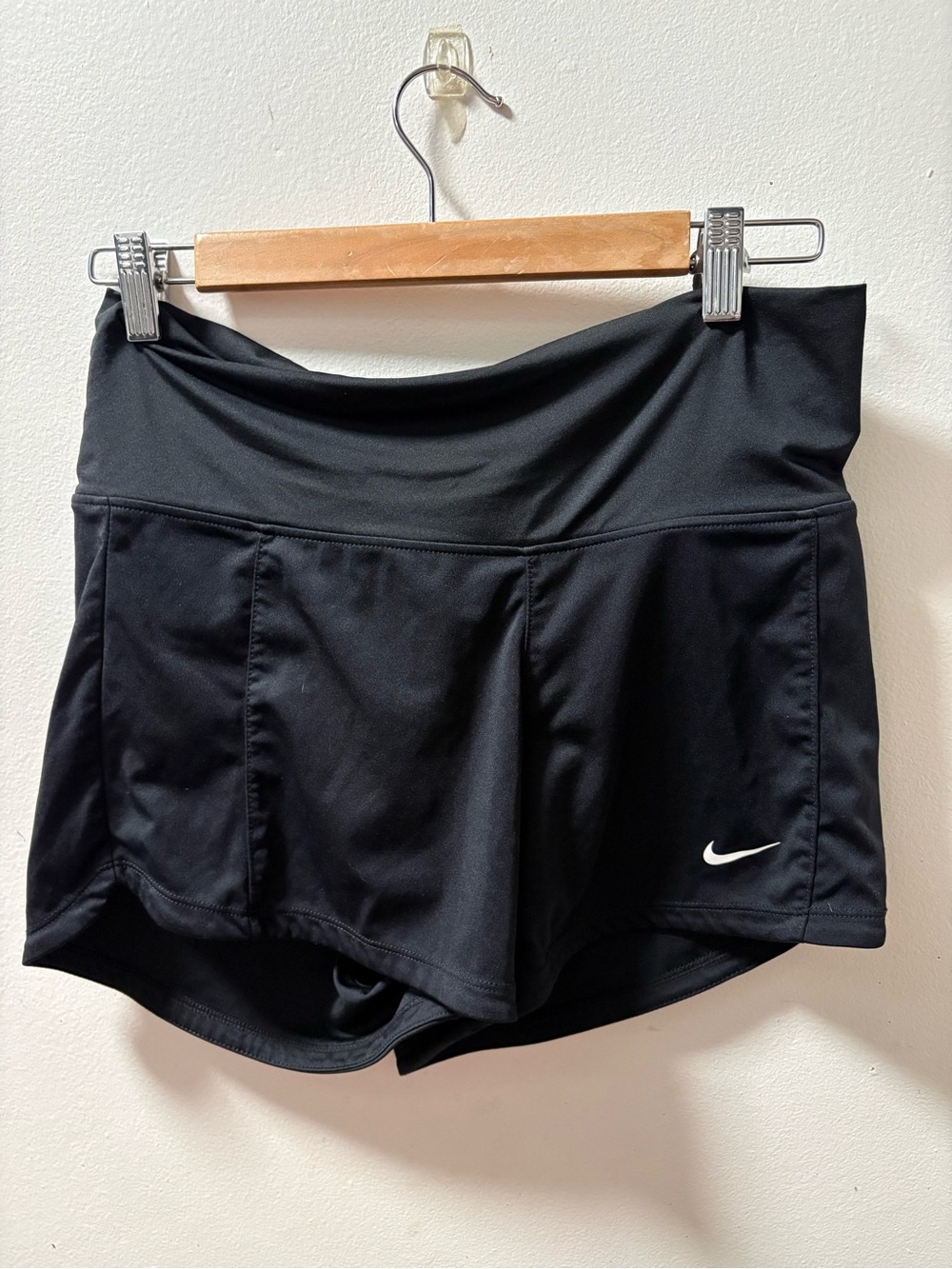 Nike Black Athletic Shorts with White Swoosh size S